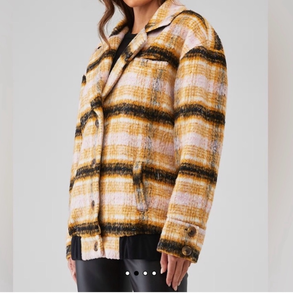 For Love & Lemons Wool Blend Rachel Plaid Vintage Bomber Jacket, NWT, Size 2X - Picture 2 of 7